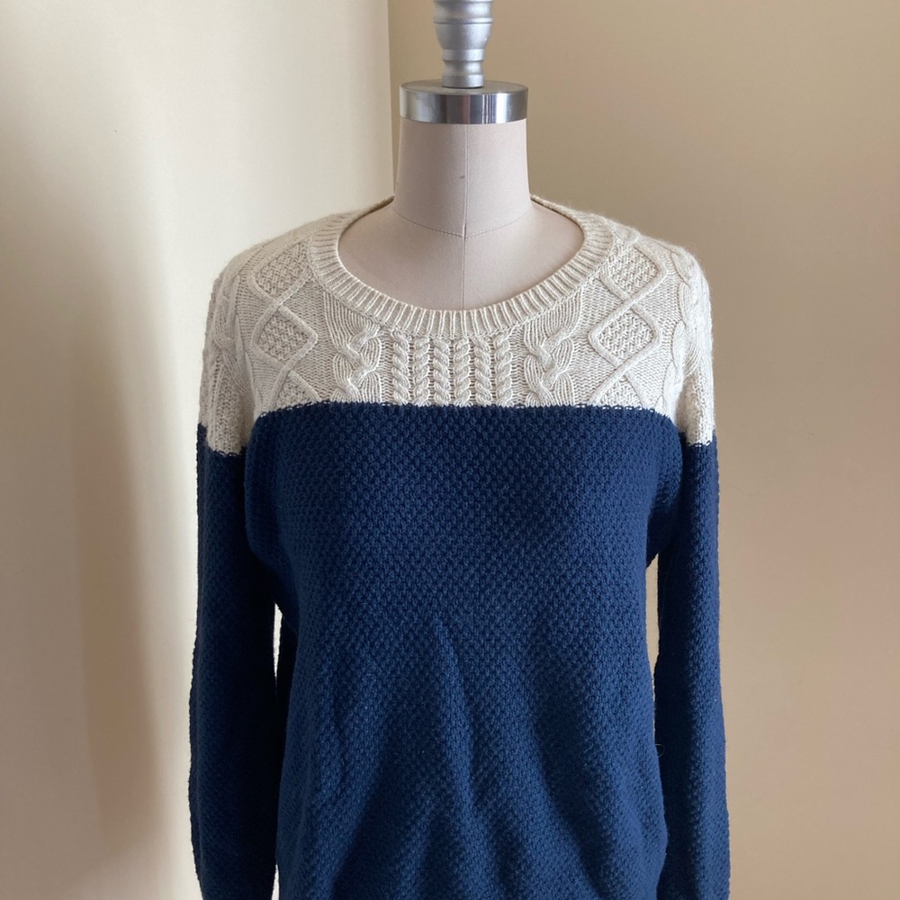Madewell Navy and Cream Crew Neck Sweater